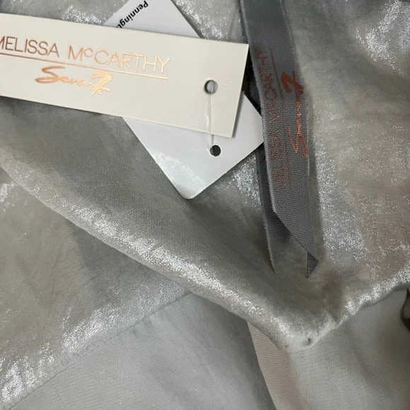 Melissa McCarthy x Seven7 Metallic Long Sleeve Faux Wrap Blouse Size 0X BNWT - Picture 5 of 7